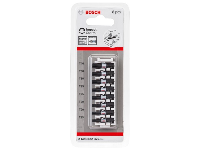 Paket vijačnih nastavkov Bosch Impact Control, 1xT15, 2xT20, 2xT25, 2xT30, 1xT40 , 2608522322
